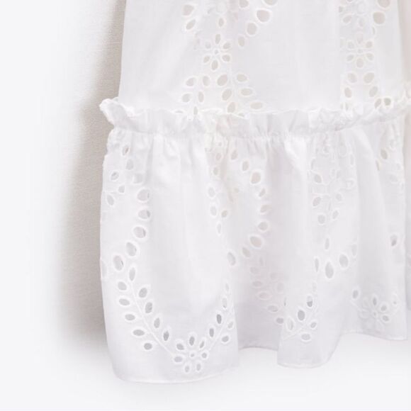 Zara white off shoulder open work embroidered dress - Picture 8 of 12